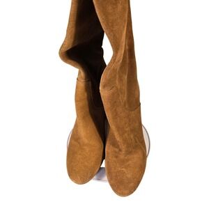 Michael Kors Tan Suede Knee High Block Heel Boots Womens 8.5M Brown Round Toe